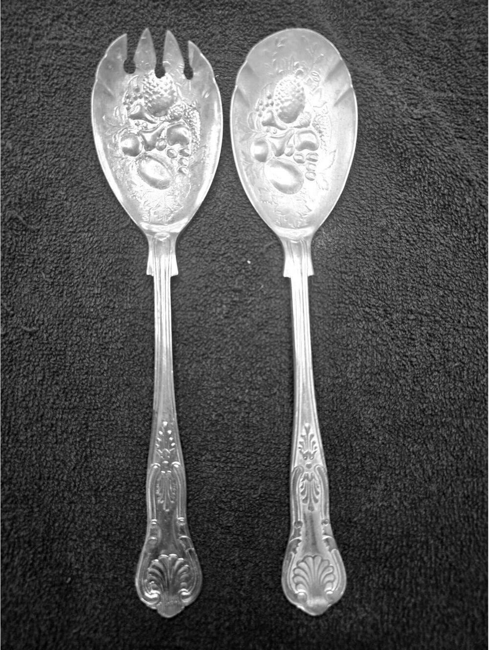 1940s William Adams Sheffield England Silver Plated Salad Spoon and Fork Set